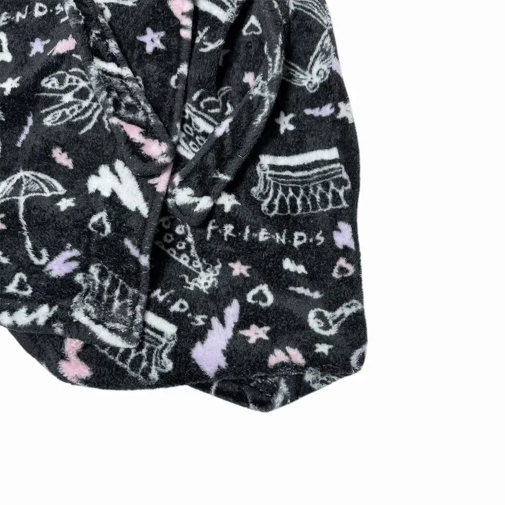 FRIENDS Girls Bathrobe Black Iconic TV Show Print Size L